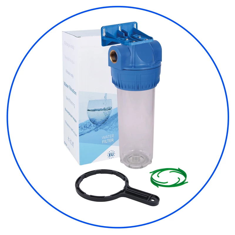 Vízszűrő ház 10", 3/4", konzol, kulcs (Aquafilter)