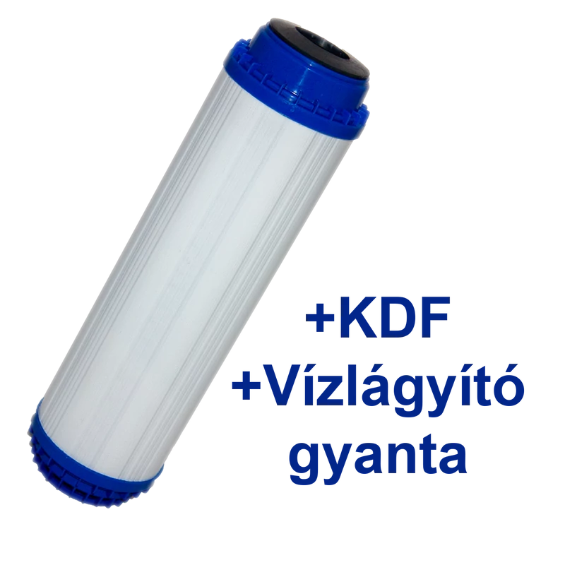 GAC aktívszén+KDF+gyanta szűrőbetét 10"